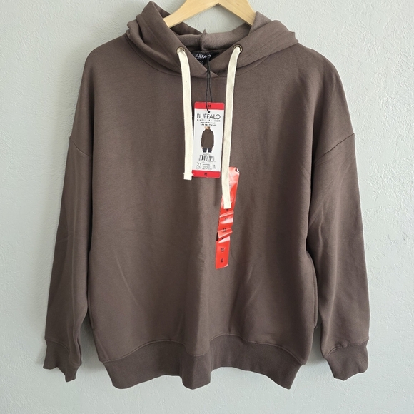 Buffalo Womens David Bitton Super Soft Hoodie Side Pockets Moccachino Sz M - NEW - Picture 1 of 6